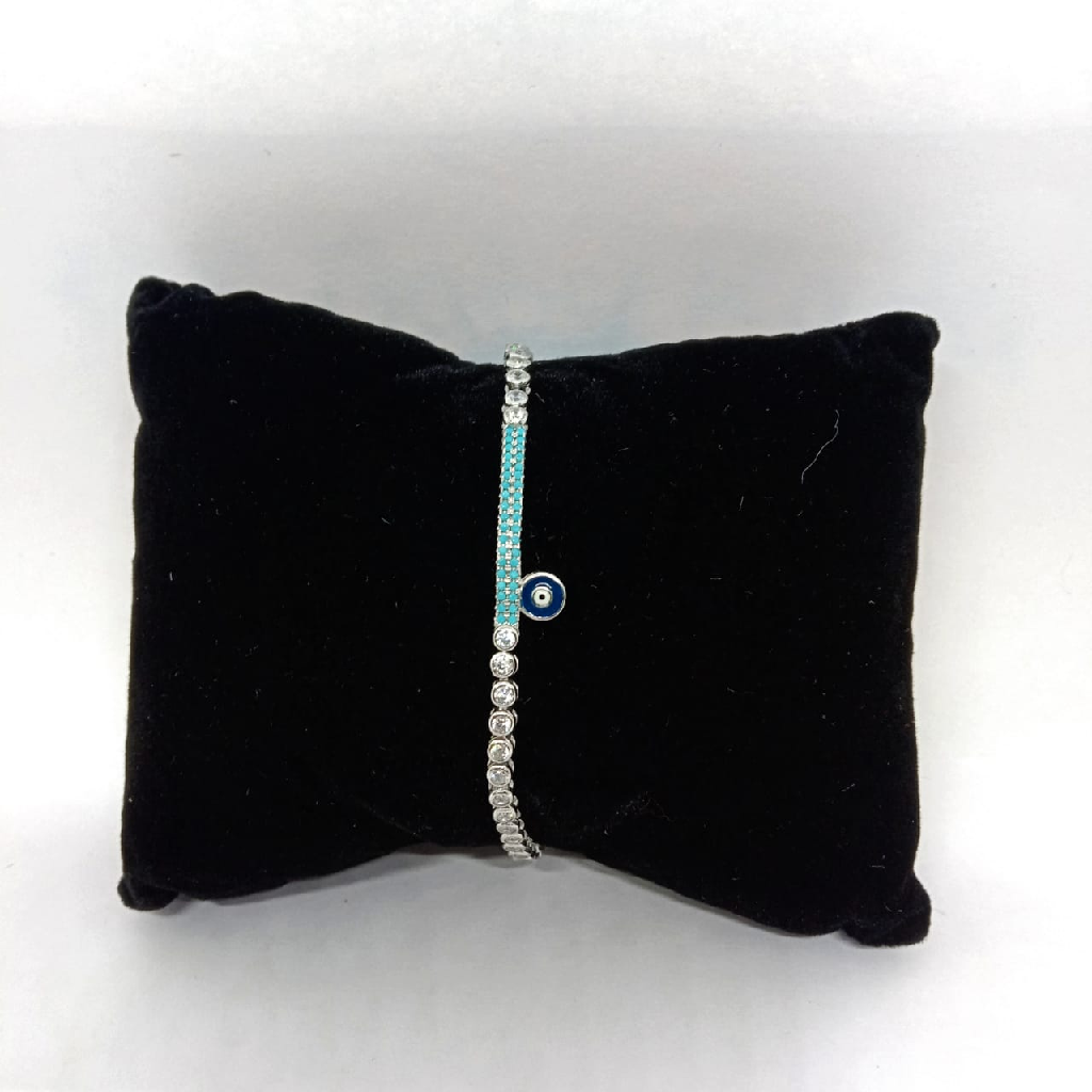 Pure silver evil eye bracelet for women in adjustable size