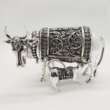 925 Pure Silver Cow & Calf In Antique Carvings PO-... by 