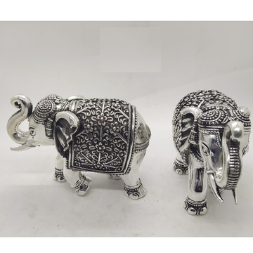 92.5 Pure Silver Elephant Pair With Raised Trunk P... by 