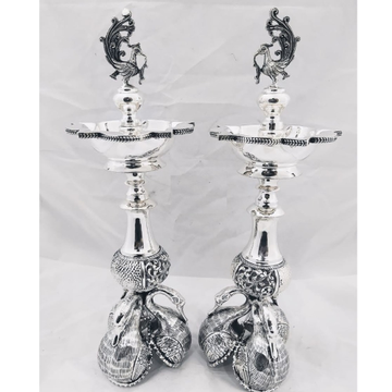 925 pure silver Panchmukhi lamp with Rajhans base... by 