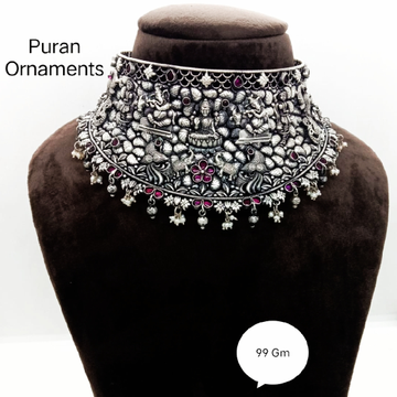 Pure silver  temple chokar necklace in light weigh... by 