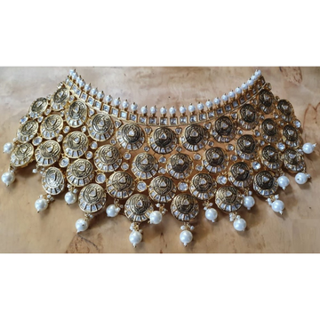 925 pure silver Designer Kundan choker With Earrin... by 