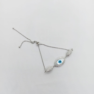 Pure silver evil eye bracelet for women in adjusta... by 