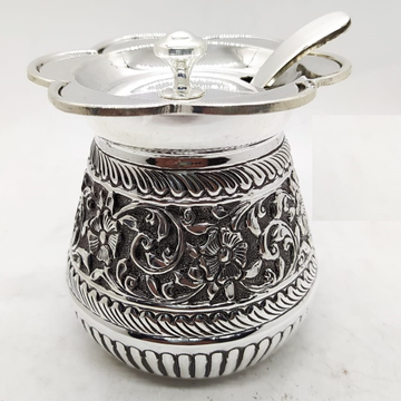 925 Pure Silver Ghee Dani with Spoon and Lid po-24... by 