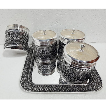 925 Pure Silver Dry Fruit Jar Set with Tray (For s... by 