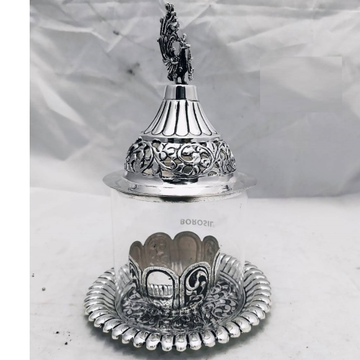 925 Pure Silver Akhand Jyot Lamp With Glass (Foldi... by 