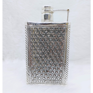 Real silver wine bottle in fine antique grass moti... by 