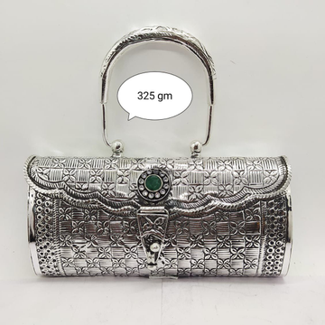 Pure silver clutch with handle in fine nakashi & g... by 