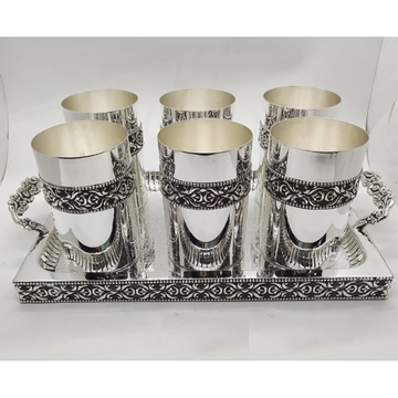92.5% Pure Silver Stylish Glasses And Tray Set PO-... by 