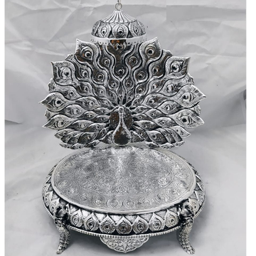 925 pure silver antique singhasan with dancing pea... by 