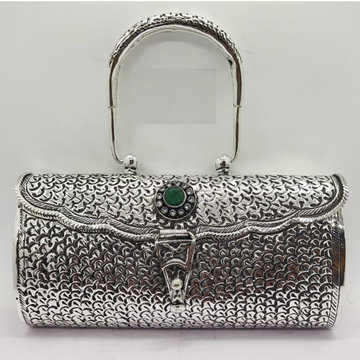 Pure silver clutch with handle in fine nakashi & g... by 