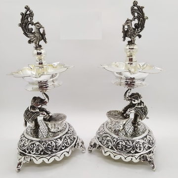 925 pure silver lamp (samayi) with elephant base p... by 