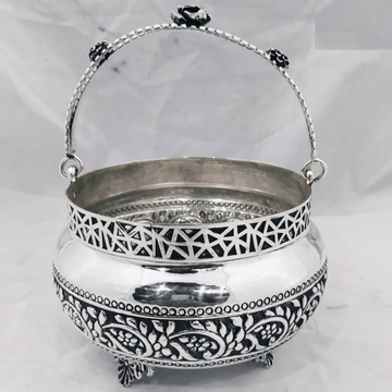 925 Pure Silver Designer Fruit & Flower Basket Wit... by 