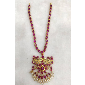 925 Pure Silver Stylish Navratan Necklace In Gold... by 