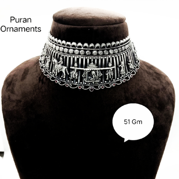 Pure silver  temple chokar necklace in light weigh... by 