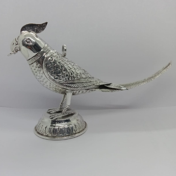 Pure silver idol of parrot in antique polish by 