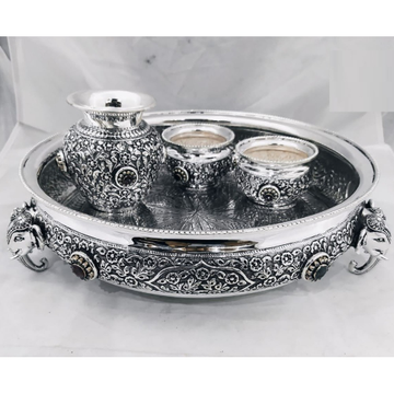 925 Pure Silver Antique South Indian Pooja Thali S... by 