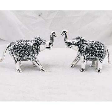 92.5 Pure Silver Elephant Pair With Raised Trunk P... by 