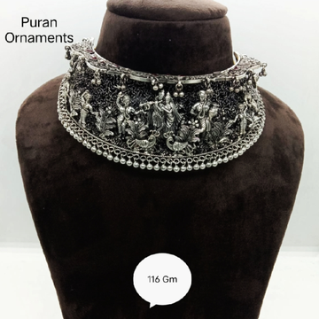 Pure silver  temple chokar necklace in light weigh... by 