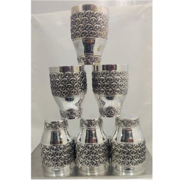 925 Pure Silver Stylish Glass set In Fine Antique... by 