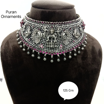 Pure silver  temple chokar necklace in light weigh... by 