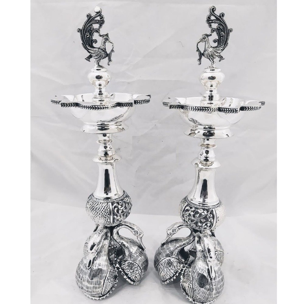 925 pure silver Panchmukhi lamp with Rajhans base pO-143-04