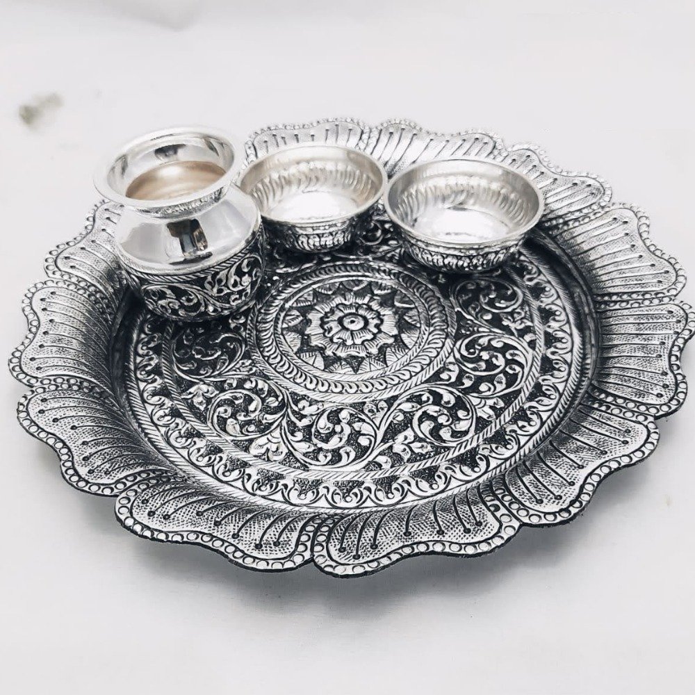 925 Pure Silver Antique Pooja Thali set PO-263-17