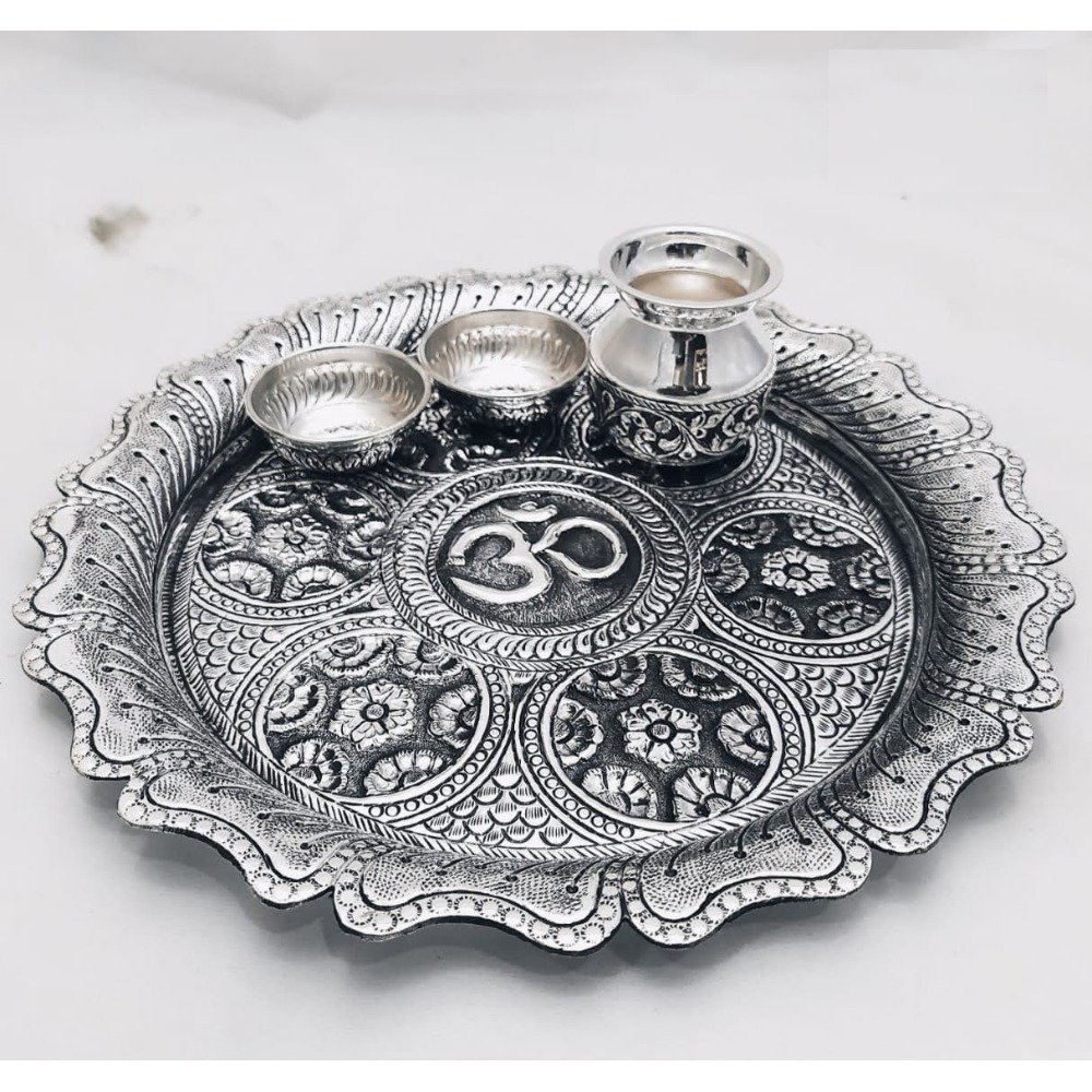 925 Pure Silver Antique Pooja Thali Set PO-263-23