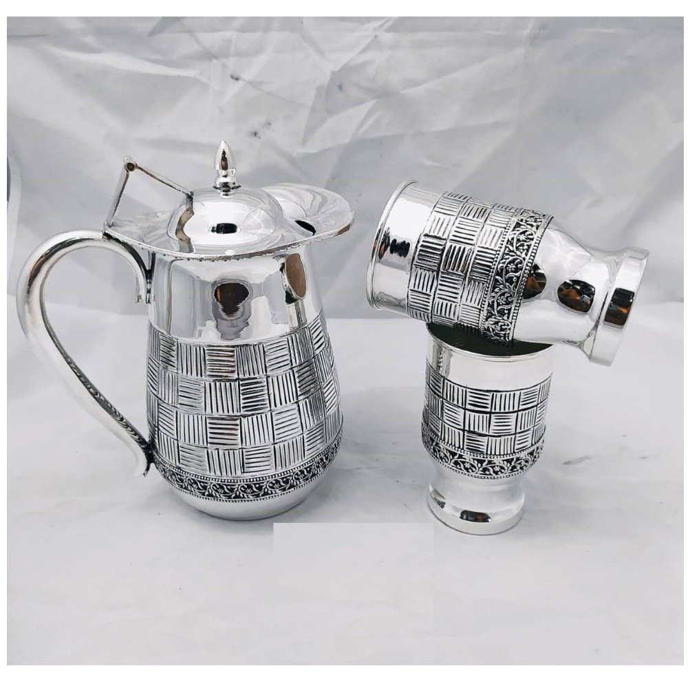 Pure Silver Jug and Glasses Set in Antique Finish (1+2) PO-247-17