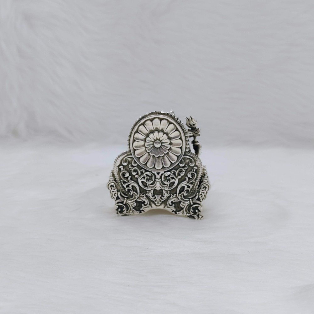 Sterling silver shiv pariwar idol with floral design shinghasan