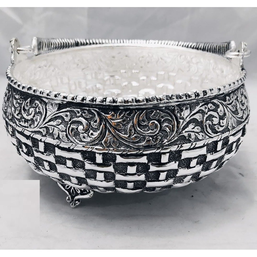 925 Pure Silver Designer Fruit & Flower Basket With Handle PO-162-21