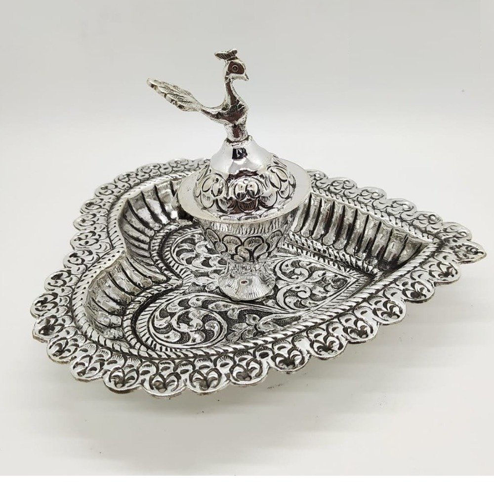 925 pure silver stylish kumkum Dibbi WIth Tray in antique pO-246-04