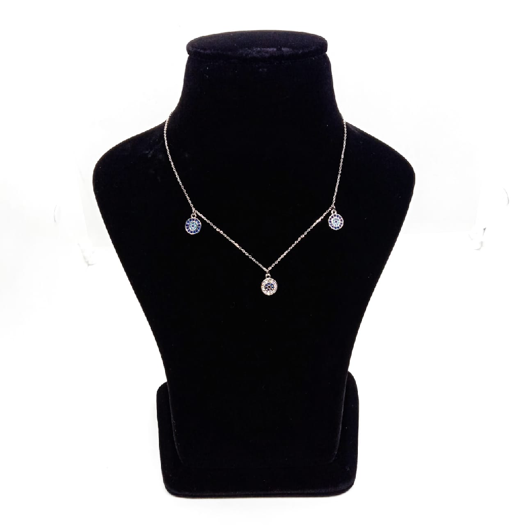 Pure silver evil eye pendant chain for women adjustable in size