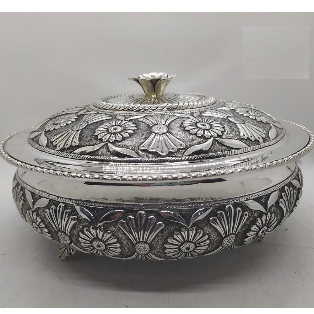 925 Pure Silver Stylish Serving Bowl with Pure Silver Cover PO-147-28