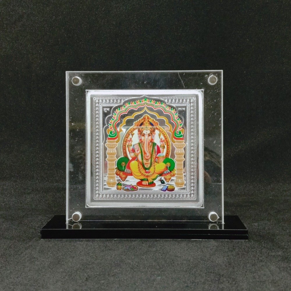 Pure silver designer coin of ganesha in color printing by puran