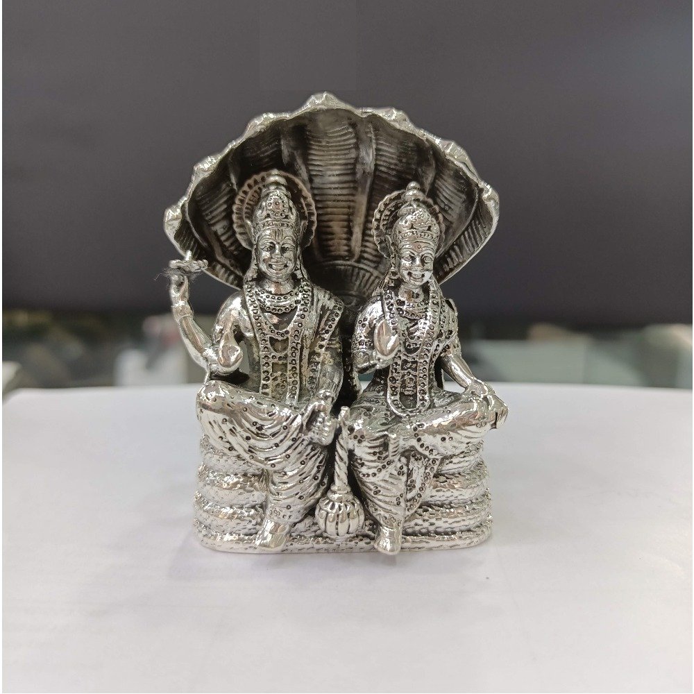 Pure silver idol of shri lakshmi narayan in antique po-174-35