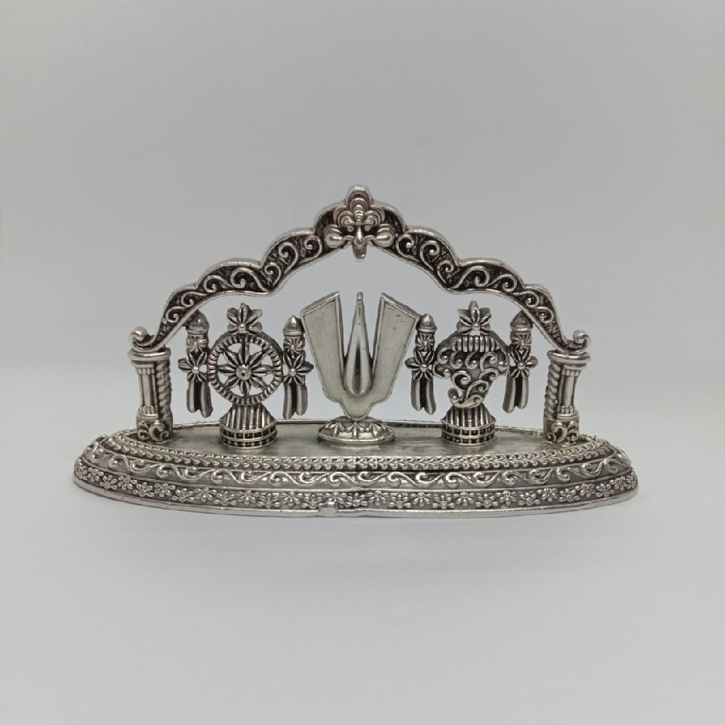 Pure silver tirupati balaji shank chakra in antique polish