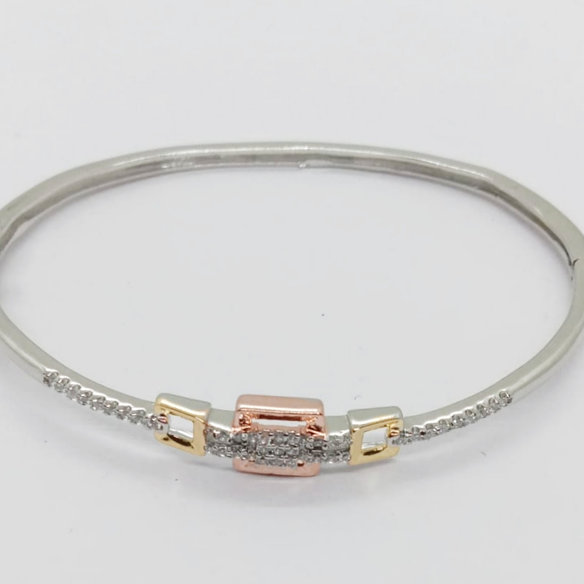 Sterling silver ladies bracelet in yellow and rose stone platting