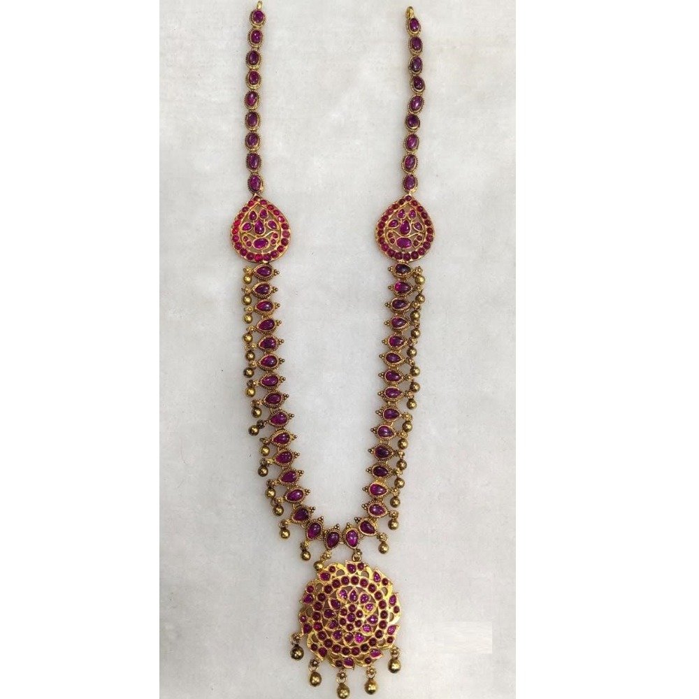 Pure Silver Stylish Long Haram Necklace (South India Style) PO-216-15