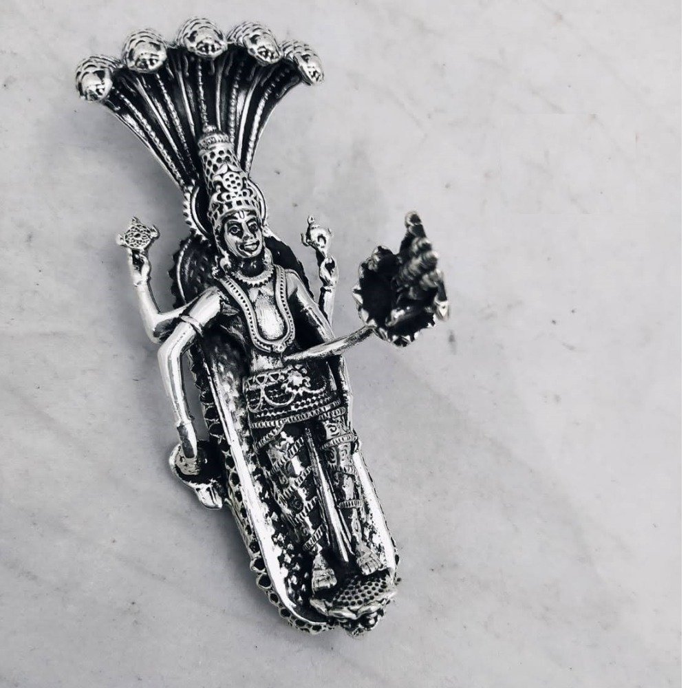 Pure silver padmanabhan swami in antique finish pO-174-25