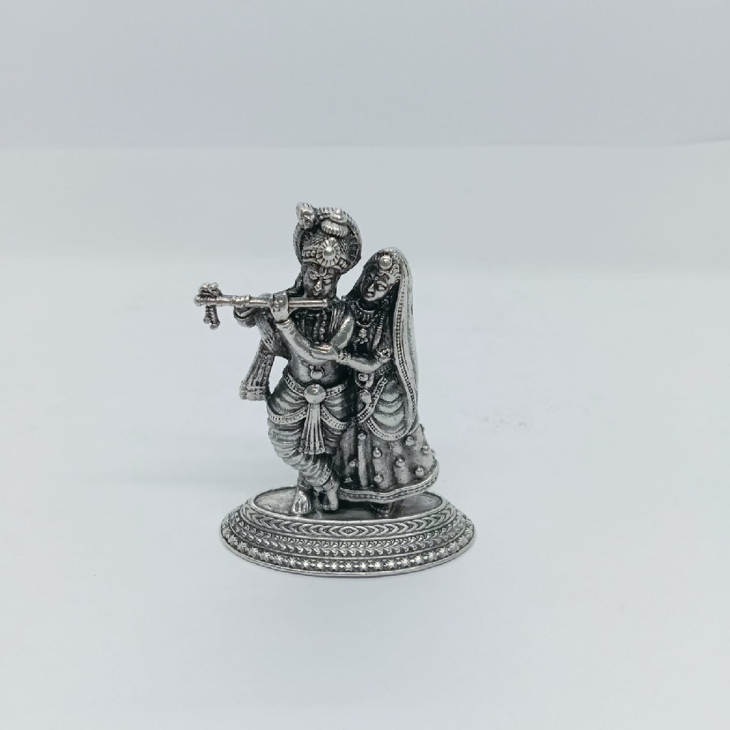 Pure silver idol of radha krishna in antique polish