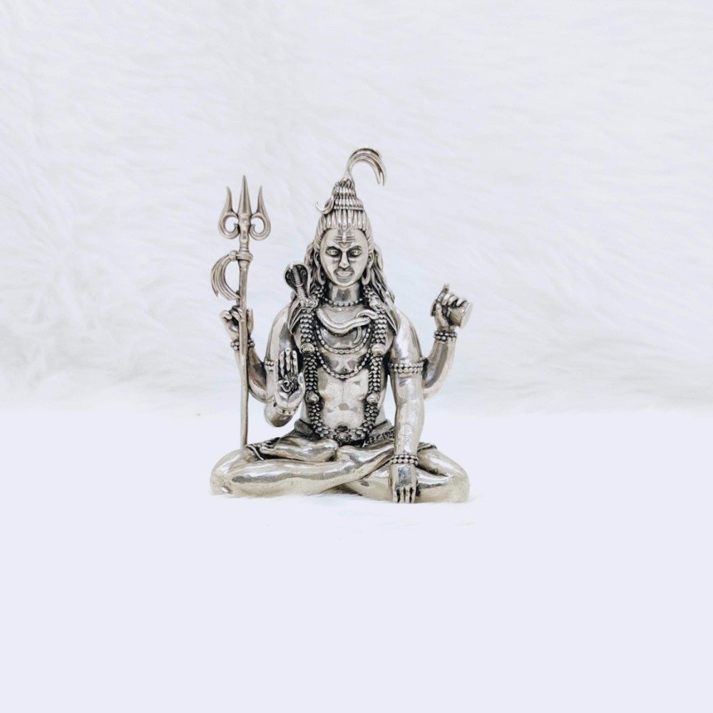 Pure silver shiv ji idol in high antique finishing by puran