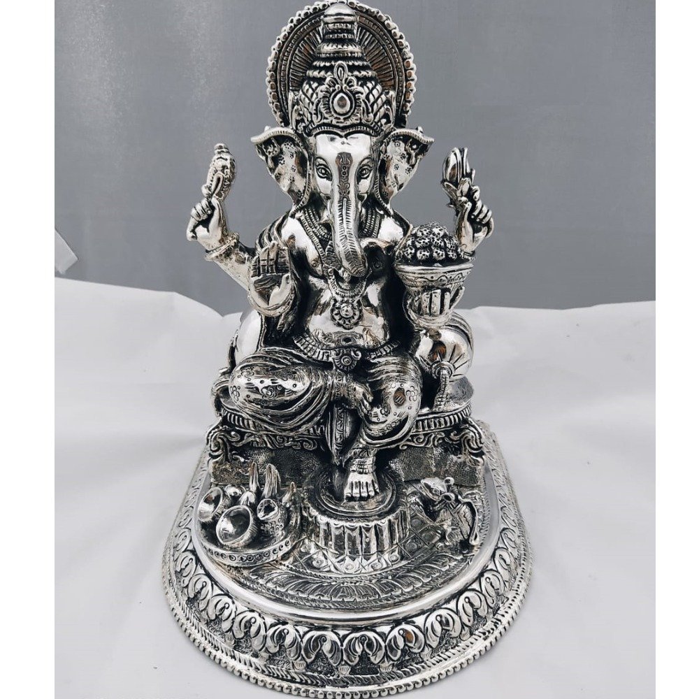 925 pure silver ganesha idol in antique finishing po-174-46