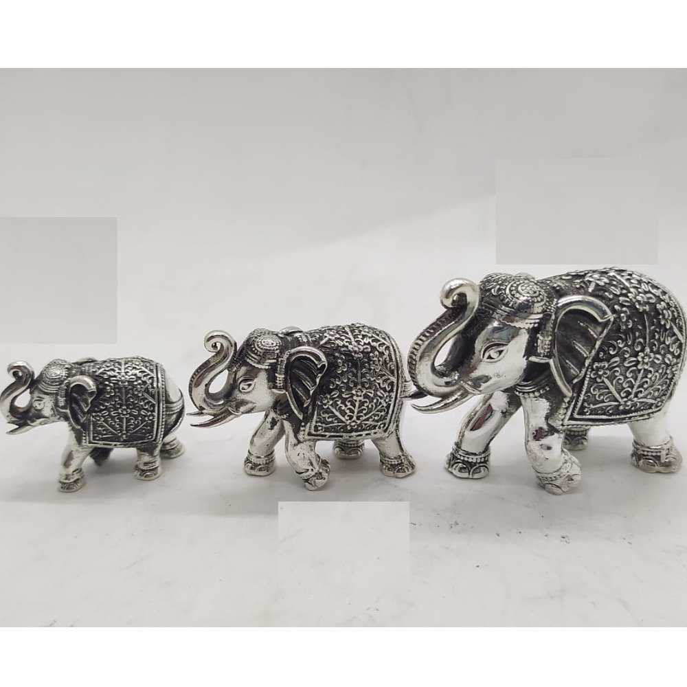 92.5 Pure Silver Elephant Pair With Raised Trunk PO-174-71