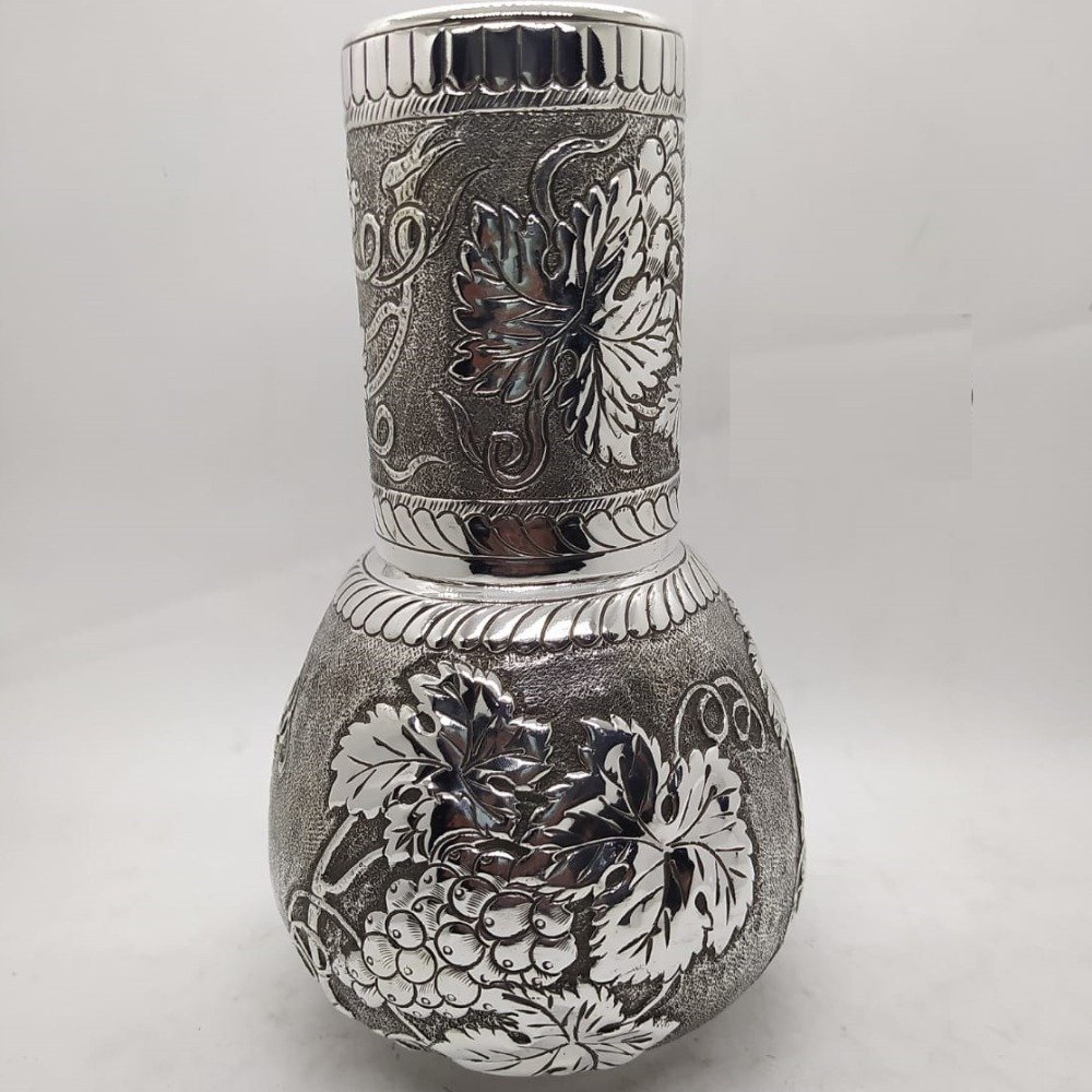 92.5% Pure Silver Designer Kunja Surayi Set with Glass PO-311-13
