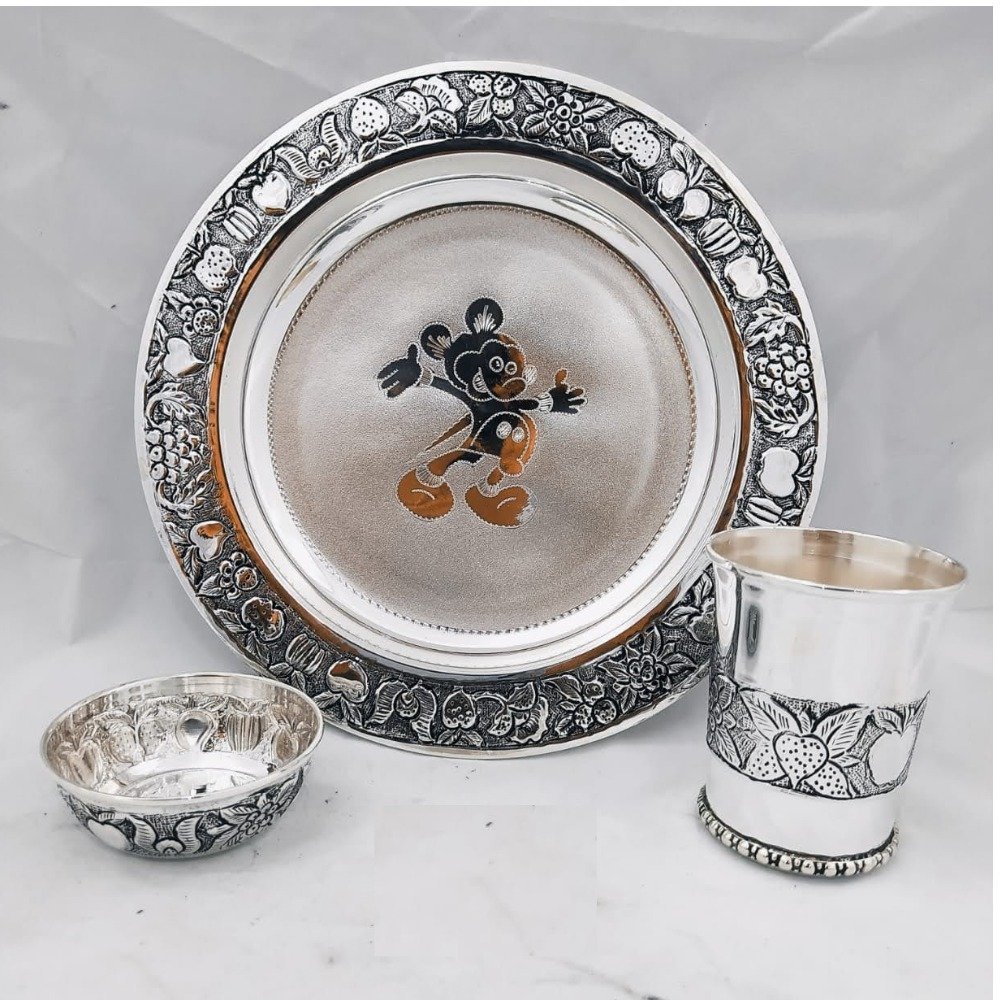 92.5 pure silver Baby Dinner set in Antique finishing pO-153-03