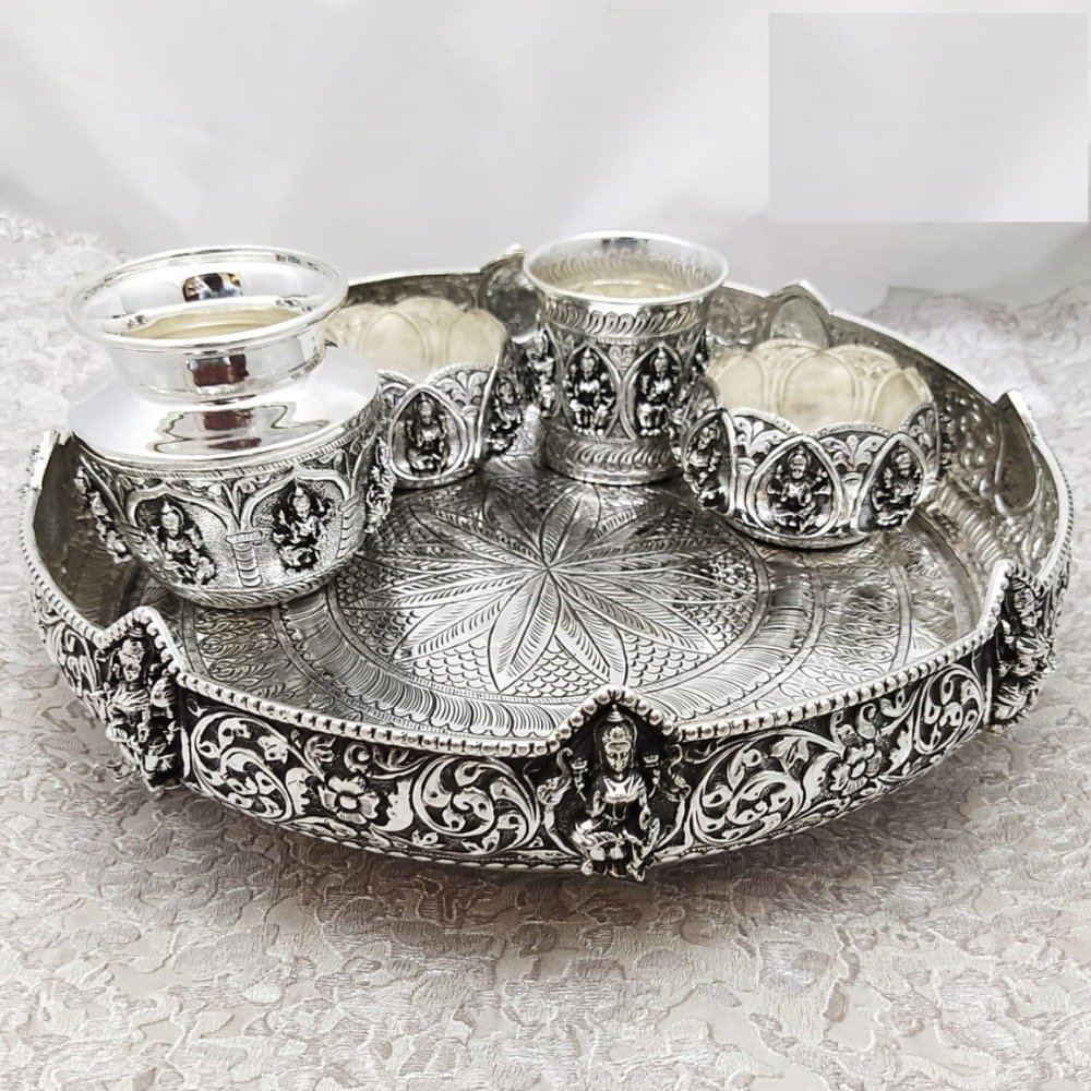 925 Pure Silver Antique Pooja Thali set PO-263-32