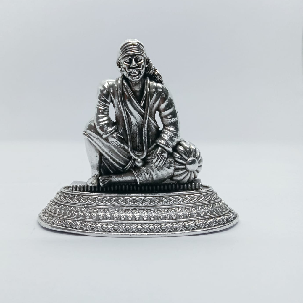 Pure silver idol of sai baba in antique polish
