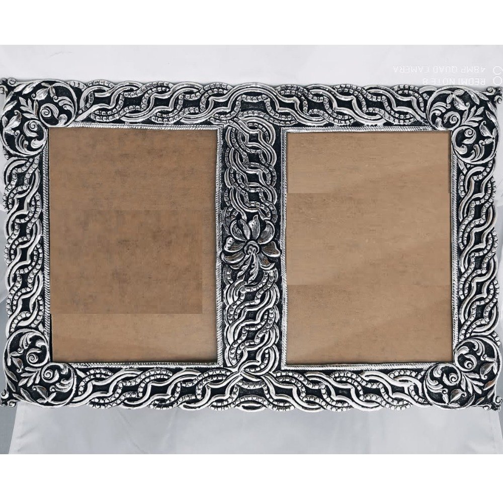925 Pure silver photo frame in deep carvings in antique pO-171-18