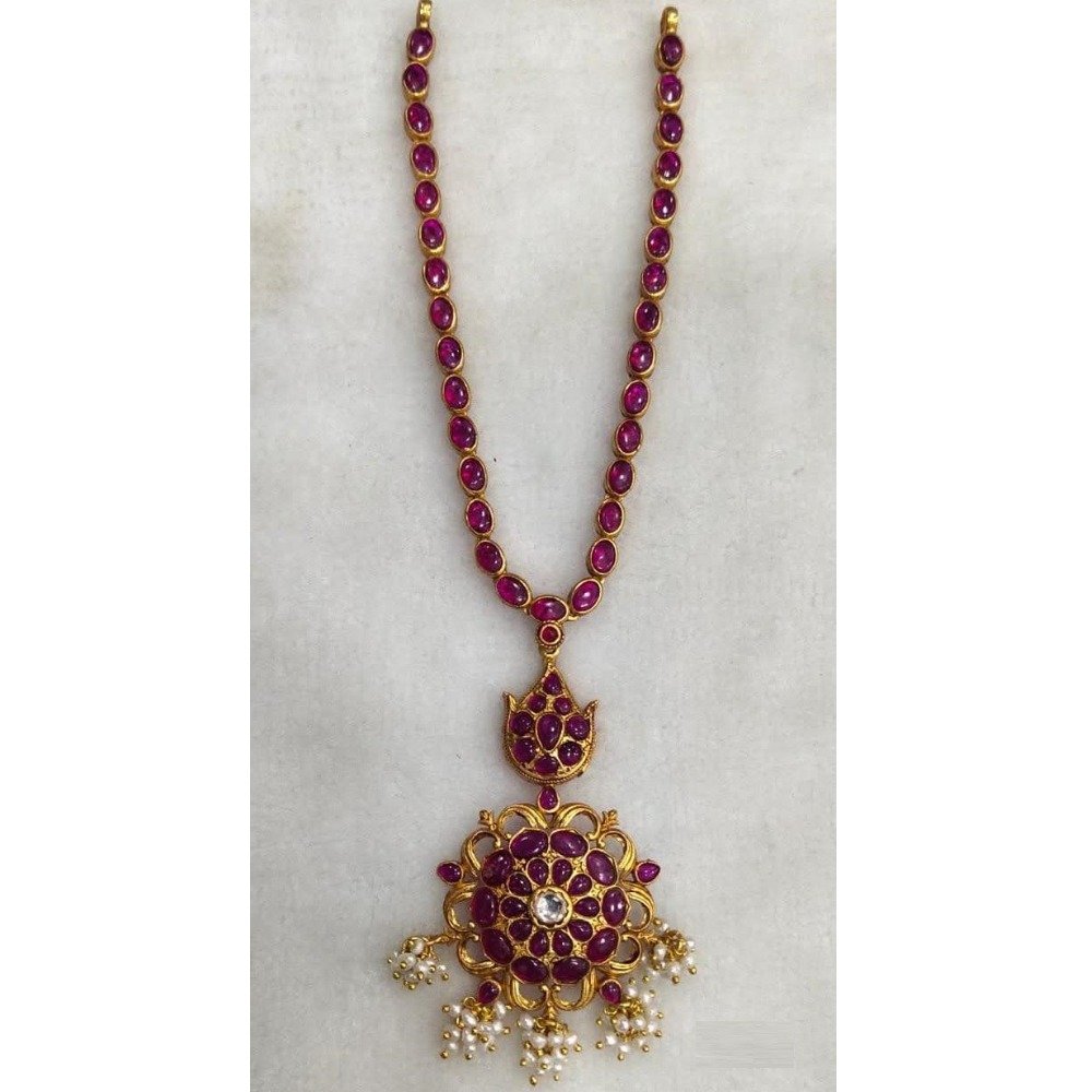 Pure silver stylish long haram necklace (south india style) po-216-20